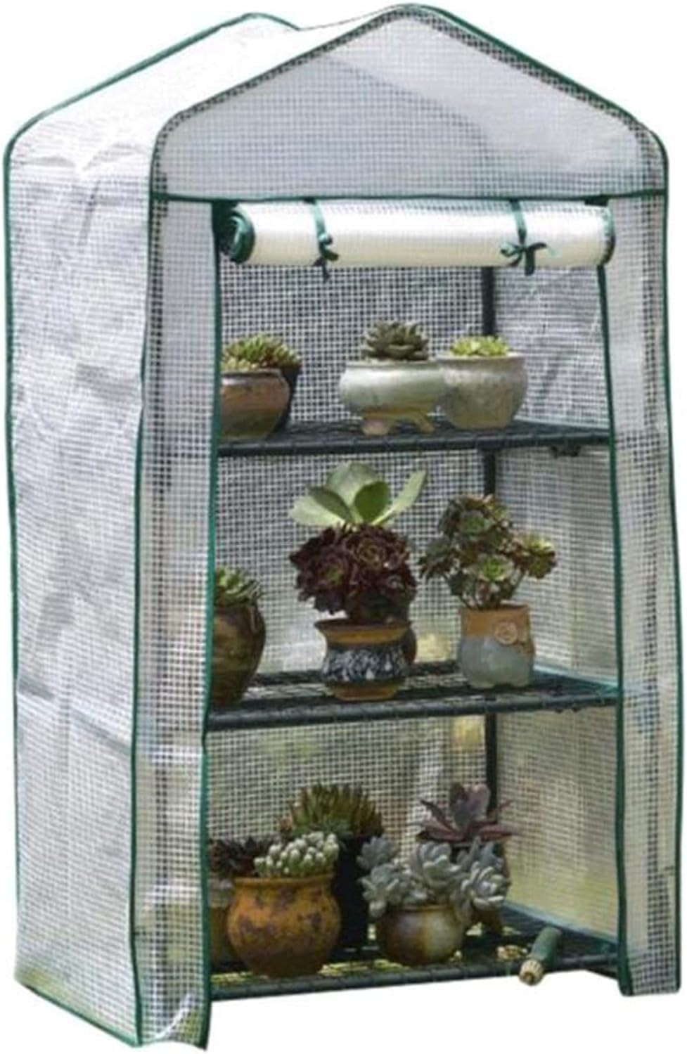Garden Greenhouse, 3-Layer Potted Shed, Indoor Balcony PE Plant and Vegetable Planting Room, Used for Flowers, Removable Waterproof PE Cover (Color : White, Size : 69×49×156cm)