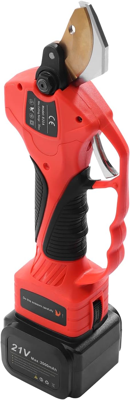 21V Cordless Electric Pruning Shears, Electric Scissors with 2 PCS Rechargeable 2000mAh Lithium Battery Powered, Titanium Plated SK5 Blades, 1.2 Inch Cutting Diameter, LCD Display Screen