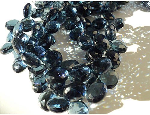 13 inch natural beads strand of 11x11mm faceted heart london blue topaz quartz gemstone briolletes beads for DIY jewelry - necklace, bracelet, earring, ring.