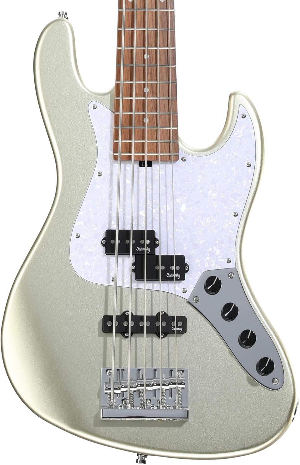Sadowsky MetroExpress Hybrid P/J 5-string Bass Guitar - Solid Champagne Metallic, Morado Fingerboard