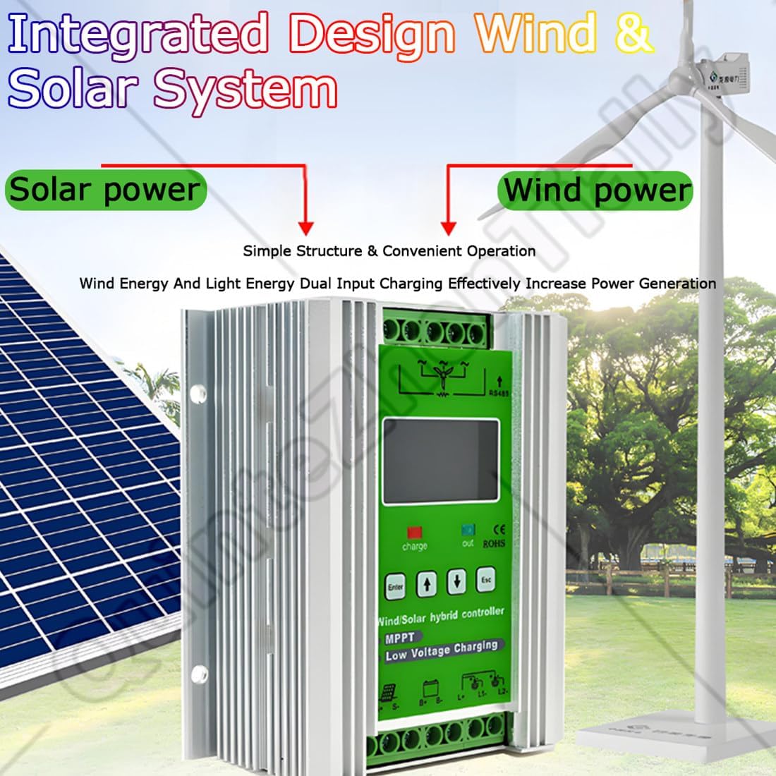Wind Turbine Solar Hybrid Mppt Boost Regulator,Wind Solar Hybrid Charge Controller,Operating Ambient Temperature -20℃~50℃,for Horizontal/Vertical Axis Winds Turbines 10000W