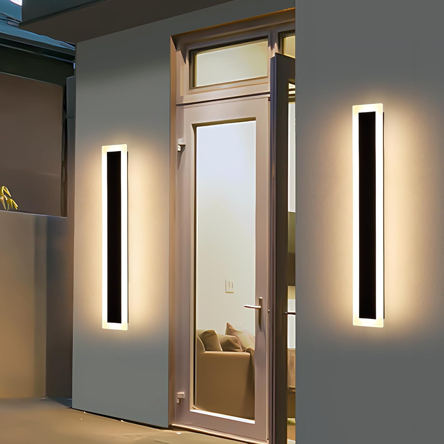 Mikeru Upgraded Widened 2pack 31.4inch Outdoor Wall Light Fixtures, 3000k Exterior Lighting Fixtures Ip65 Waterproof Rust Long LED Light Fixtures Hardwire Wall Mount Porch Lights Outdoor for Garage