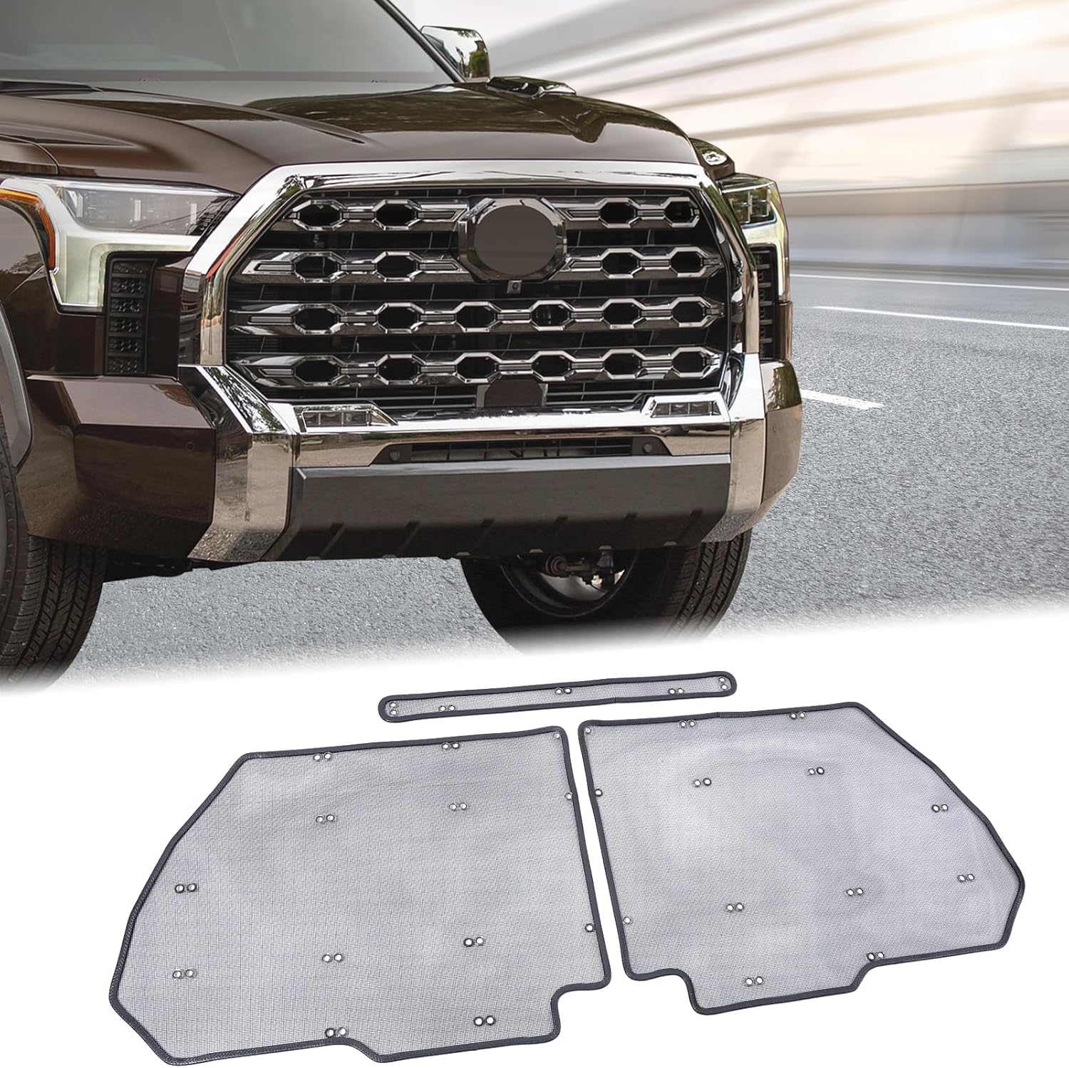 Aunginsy Front Grille Grill Vent Guard Protective Cover Mesh Set Compatible with 2022-2025 Toyota Tundra 1794 Limited Edition Stainless Steel Extend Decoration Accessories, with Supplied Cable Ties