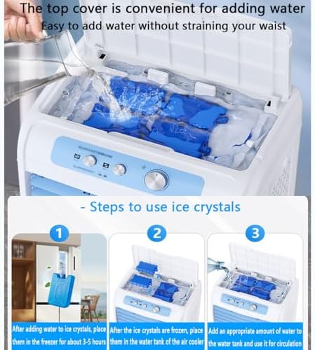 Portable Air Conditioners Cooling AC Unit with 3 Speeds Cooling Fan With Extra Large Water Tank 120° Oscillating and Ice Box Air Cooler Evaporative Air Cooler for Bedroom Kitchen Rooms