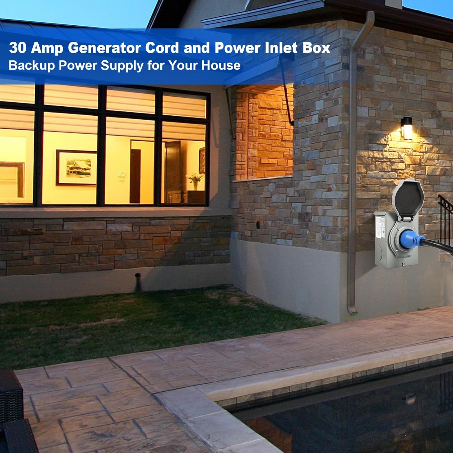 30 Amp Generator Cord and Power Inlet Box, 25FT Generator Cords 30 Amp,125V/250V Generator Power Cord NEMA L14-30P to L14-30R,Twist Lock Connector