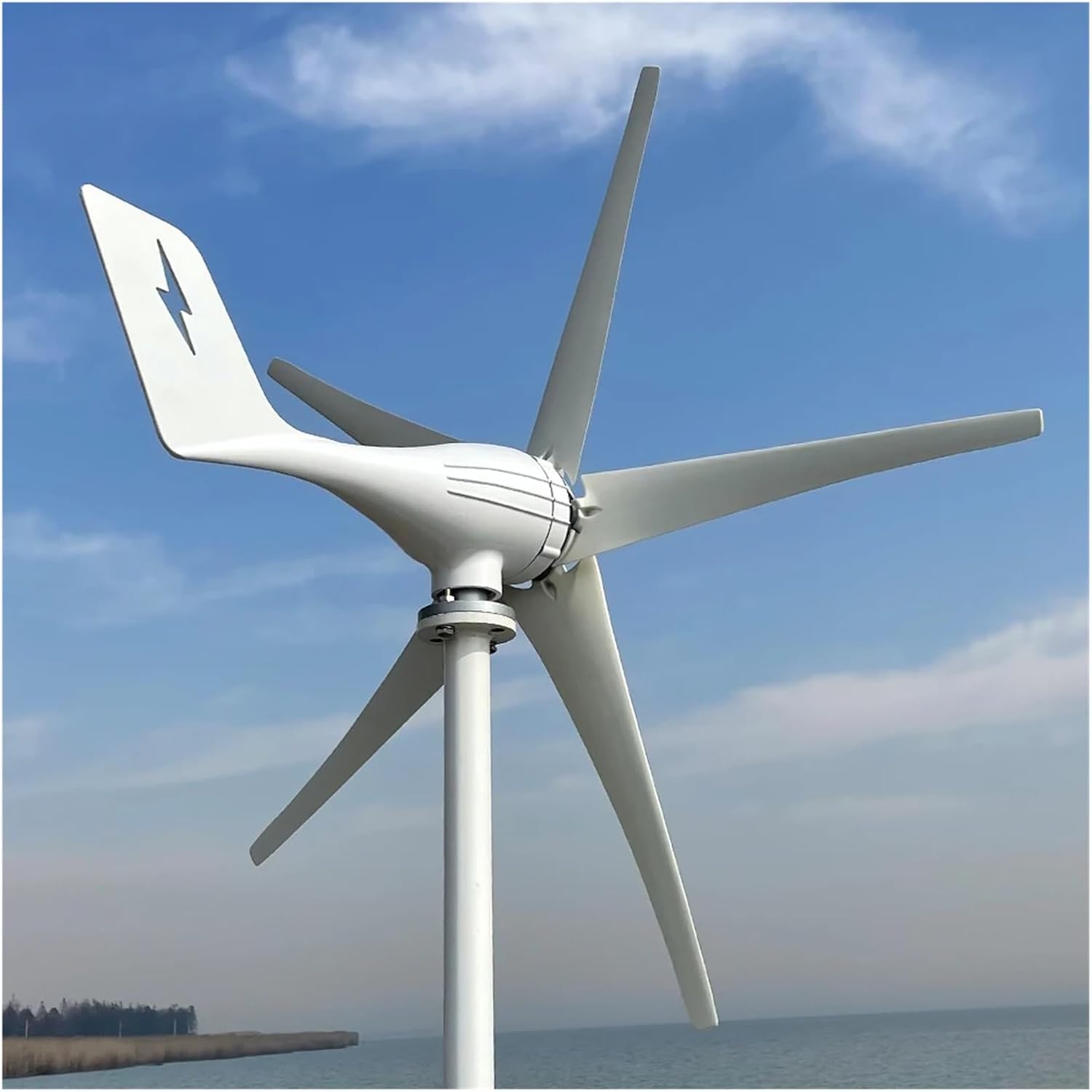 Wind Turbines, Small Windmill Turbine Electricity nerator Complete Kit 3kw 24v 48v 3 Blades Dynamo RV Yacht Farm Low Wind Speed Starting Wind Turbines(White_24V)