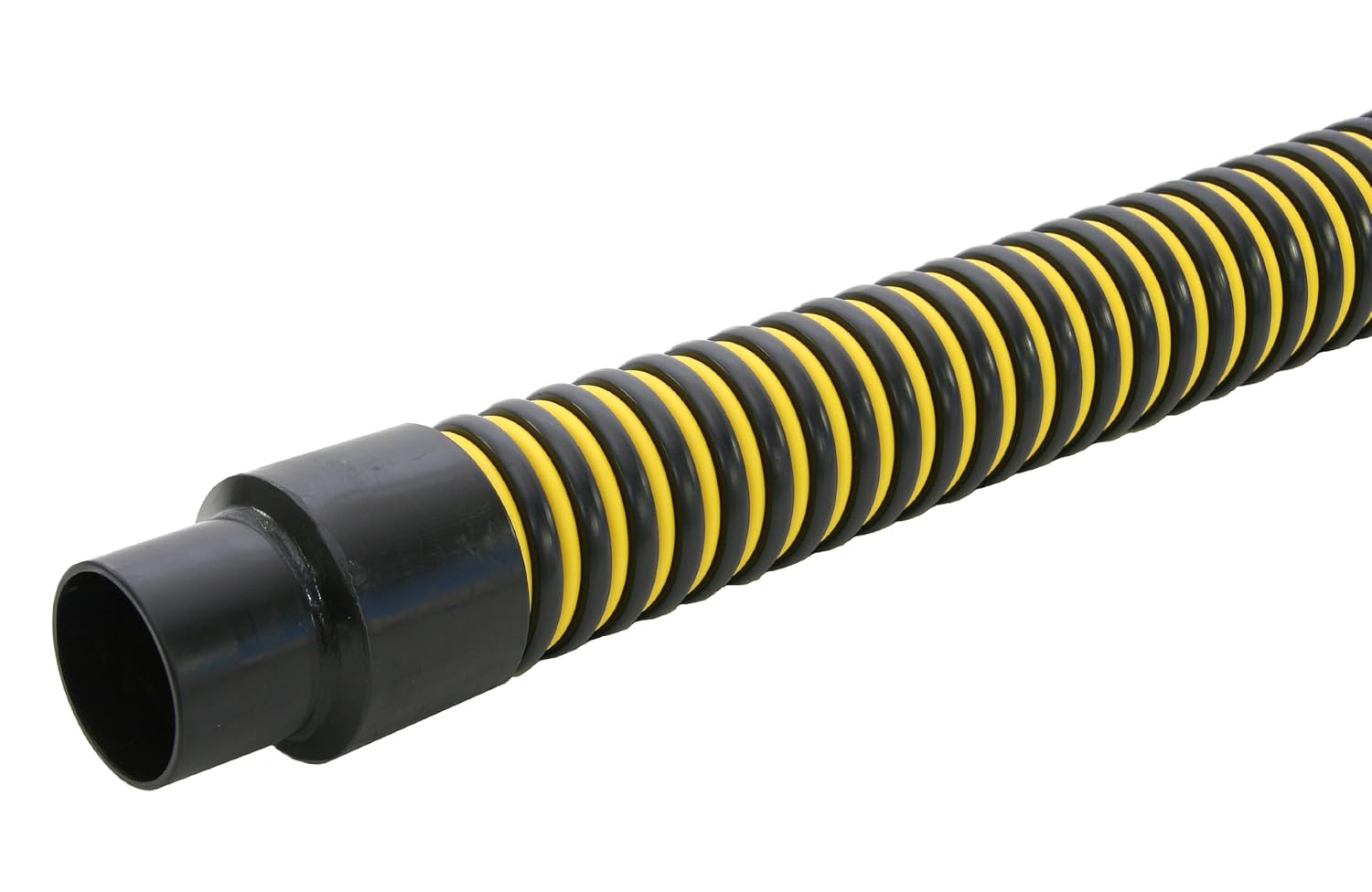 Plastiflex Plastic Hi-Vac Suction Hose Assembly, Yellow/Black, Cuffs Only, 15 psi Max Pressure, 30' Length, 2