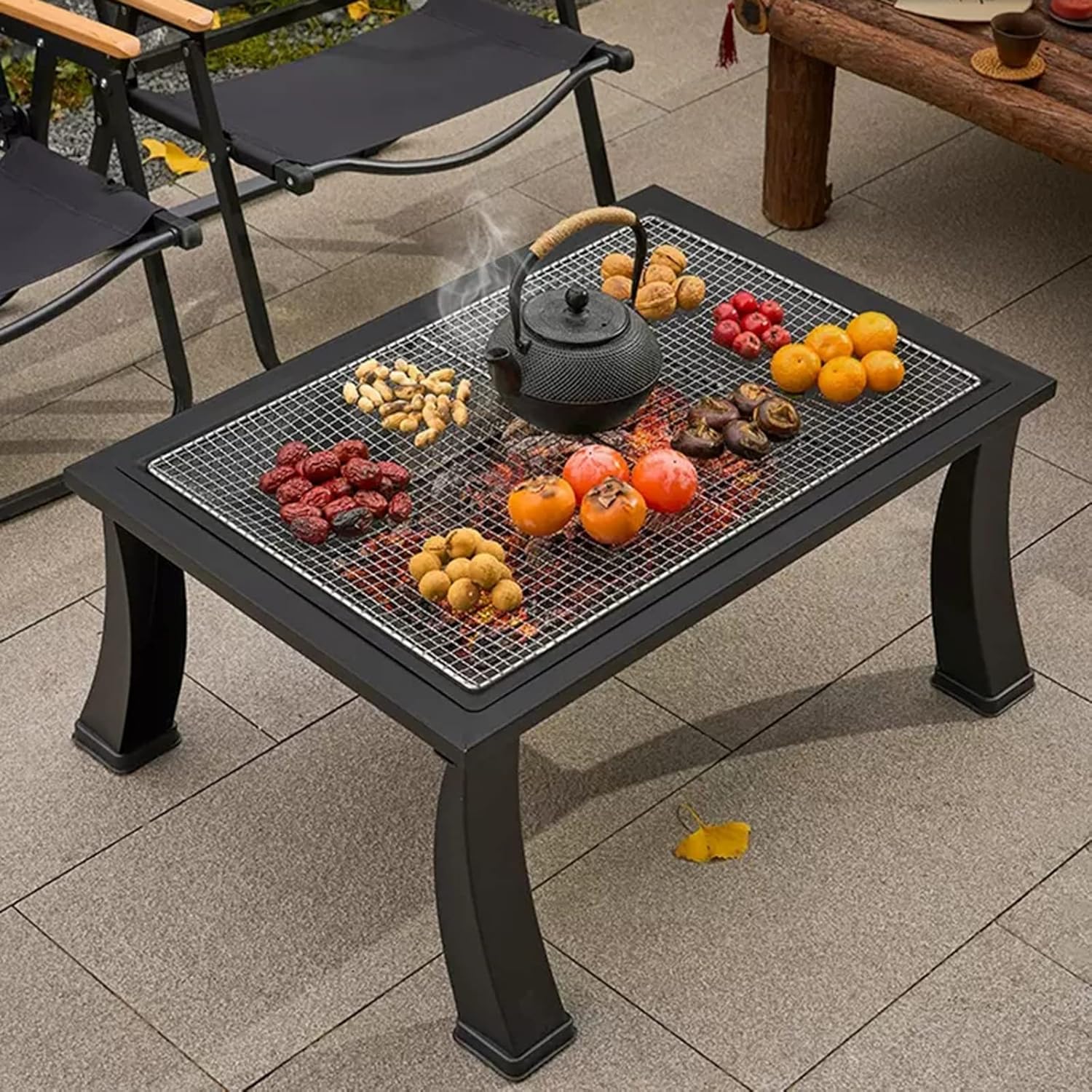 Barbecue Table Barbecue Rack Table Outdoor Heating Carbon Stove Barbecue Table Fireplace Tea Cooking Household Indoor Grill Fireplace Grill Table(B)