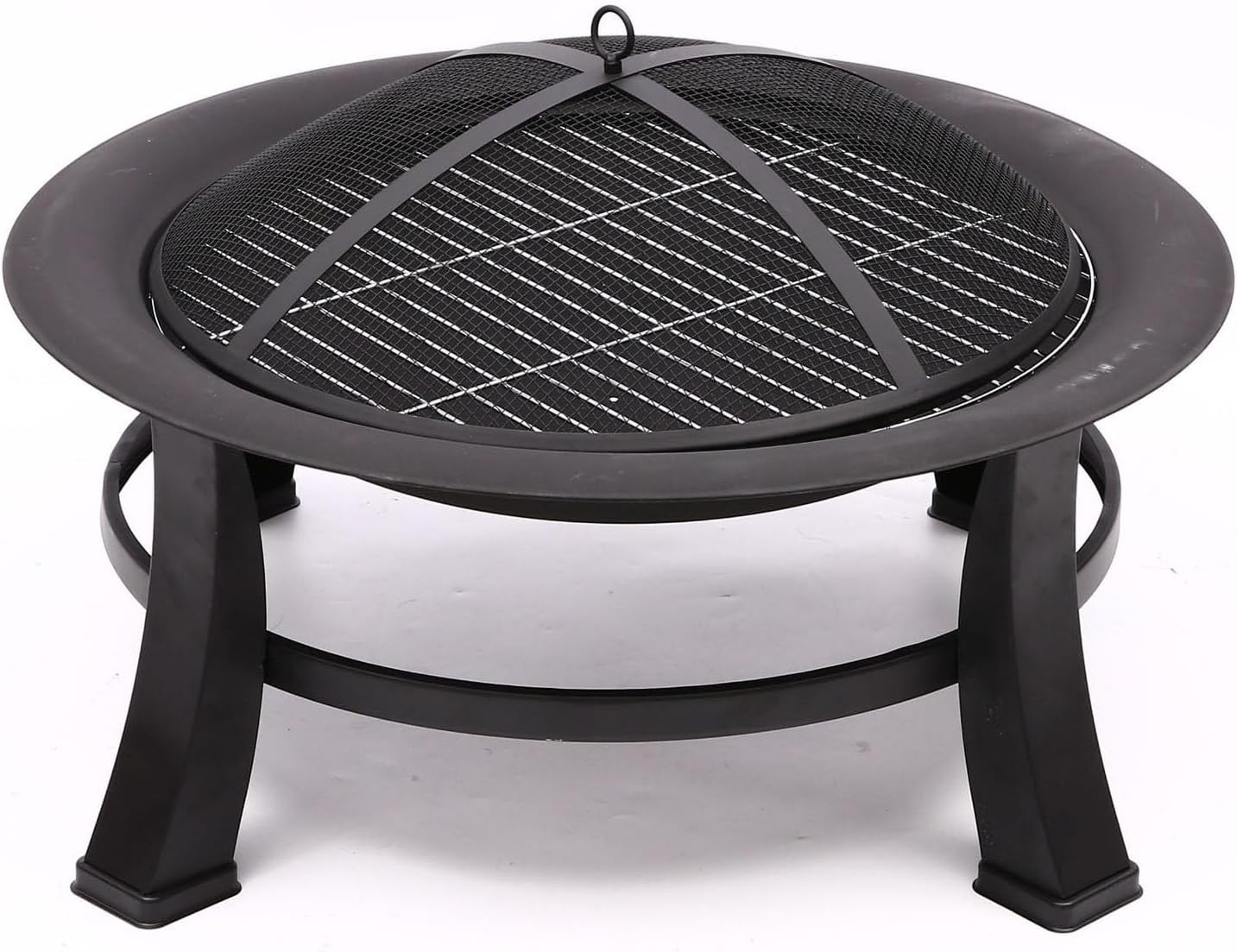 Outdoor Fire Pit Wood Burning Fire Pits for Outside with Lid & Fire Poker, with Cover Lid, Steel Round Table for Backyard Bonfire Patio Picnic
