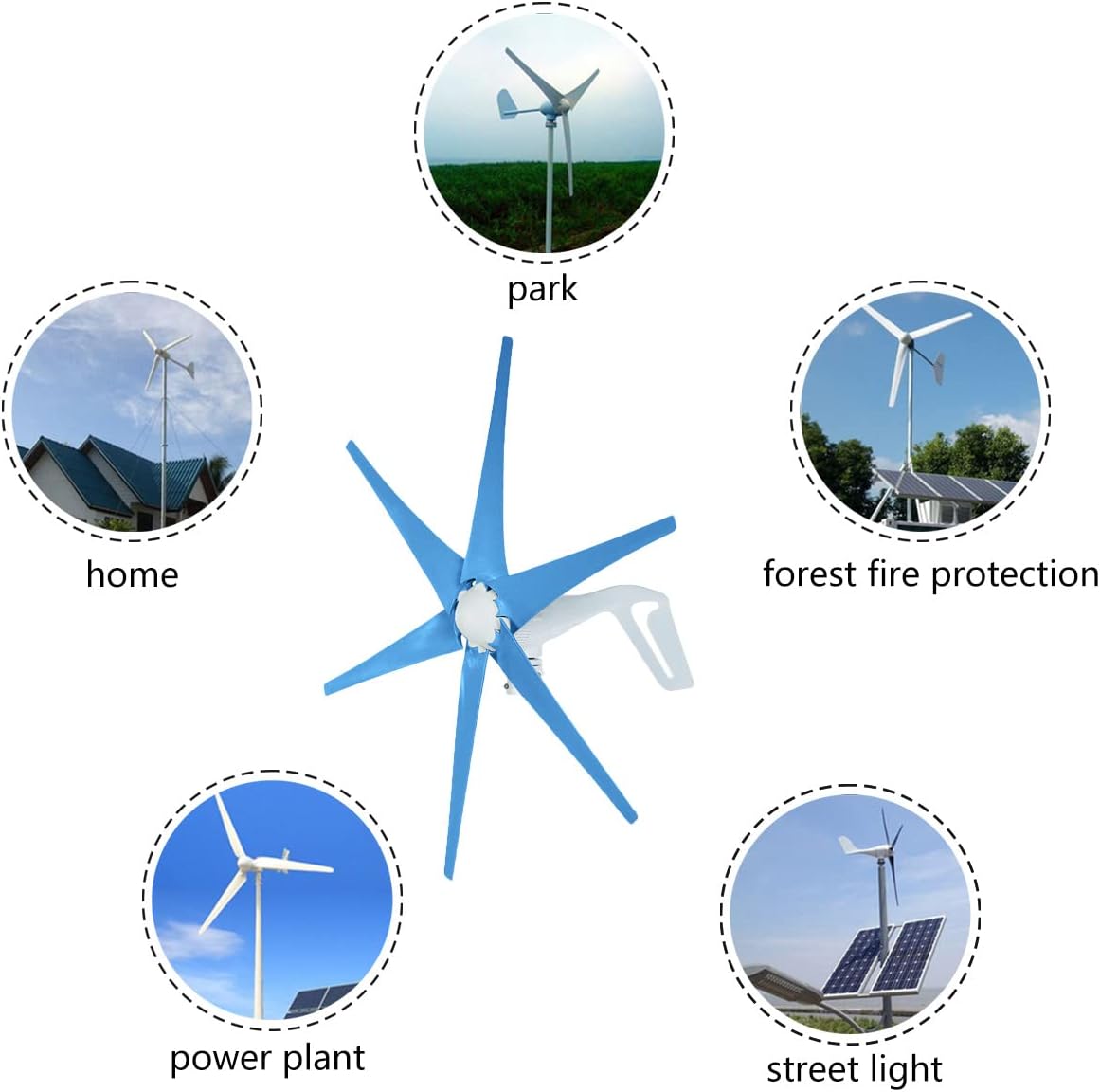 S2 9000W 6 Blade Power Wind Turbine Generator Hoop Type with Controller Windmill Energy Turbines for Home Street Lamp Boat