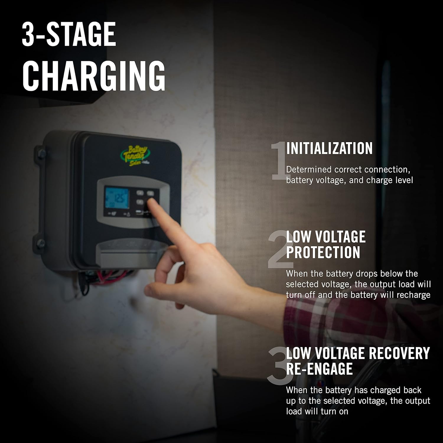 Battery Tender 50 AMP Solar Panel Controller - 12V / 24V / 36V / 48V PWM - Dual USB Port and LCD Status Indiscator Screen - Suitable for Lead Acid, AGM, Gel, and 12 Volt Lithium Batteries - 021-1177