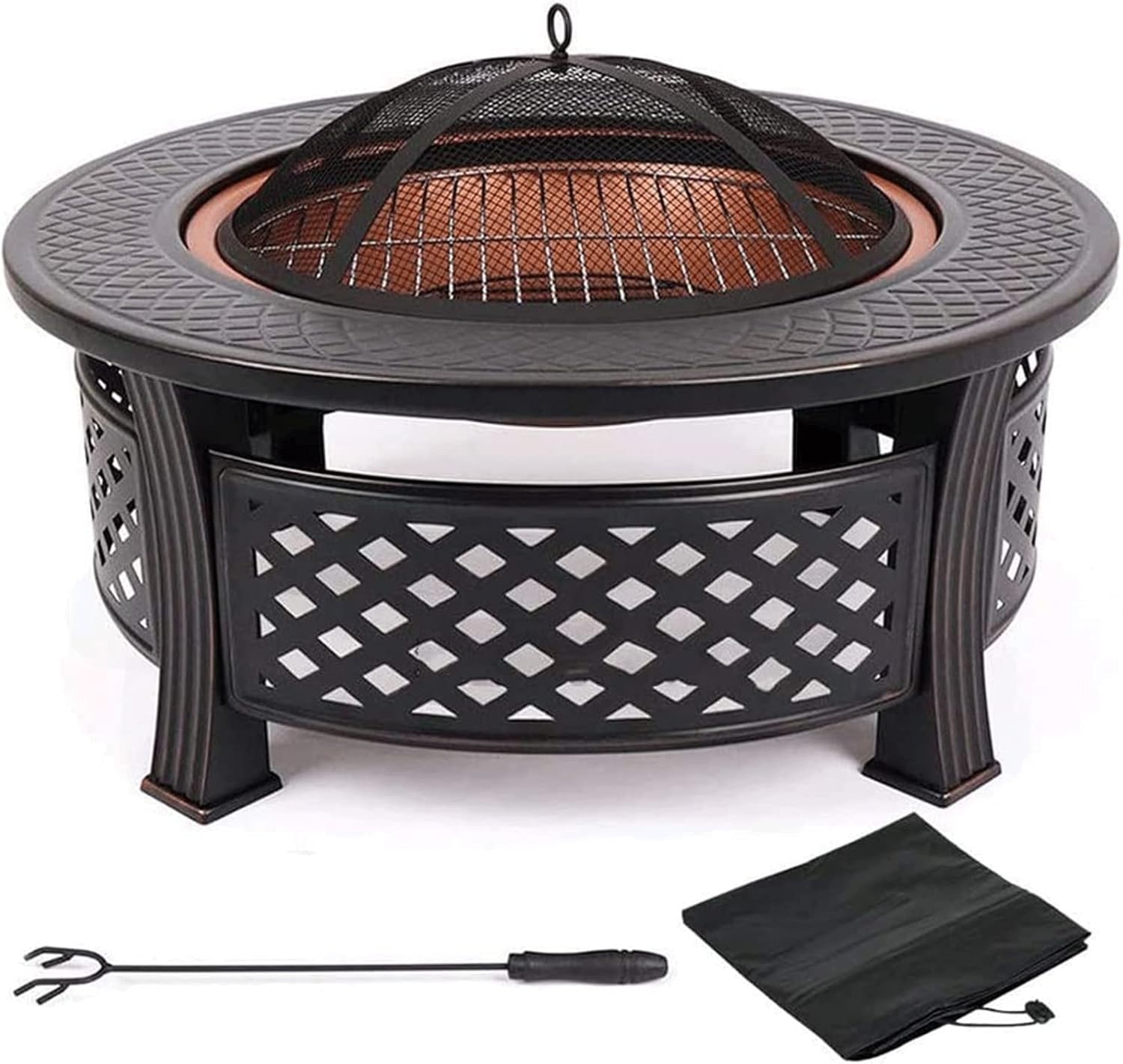 Outdoor Brazier Garden Fire Pits 36 Inch Metal Brazier Large Bonfire Wood Burning Patio Backyard Firepit Outdoor Fire Pits with Fireplace Cover for Camping Bonfire