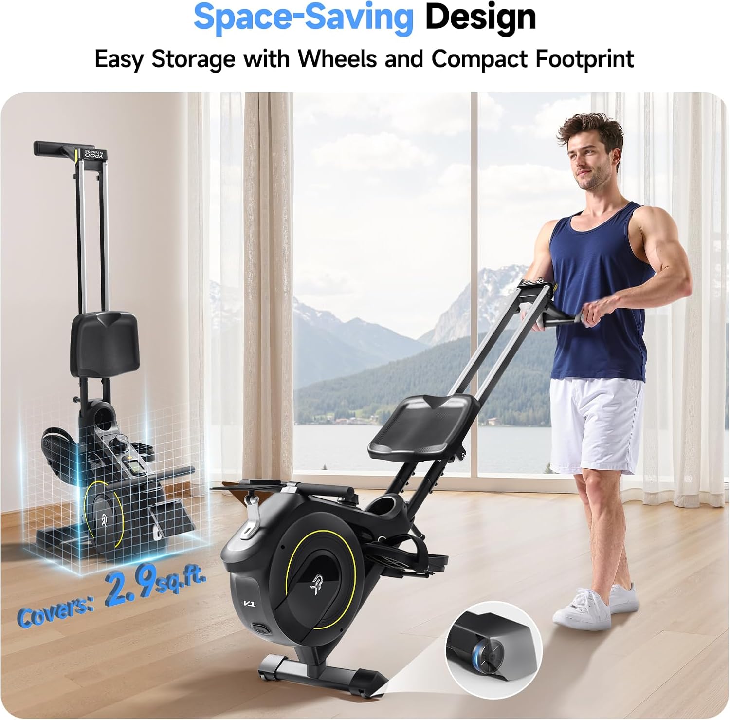 Rowing Machine for Home, 350 LB Capacity, 16-Level Silent Resistance, Magnetic Rowing Machines for Home Foldable, Full-Body Workout Compact Rowing Machine for Cardio & Strength with APP Support
