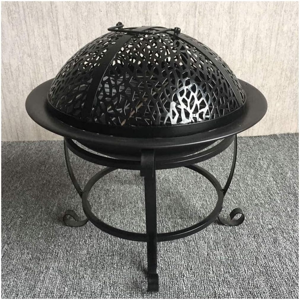 Fire Pit Fire Pits Outdoor Wood Burning Fire Pits 32Cm Diamete Fire Pit - Outdoor Fire Large Bonfire Wood Burning Patio Coal Grill Firepit for Outside Grill Charcoal with Cover BBQ Cooking F