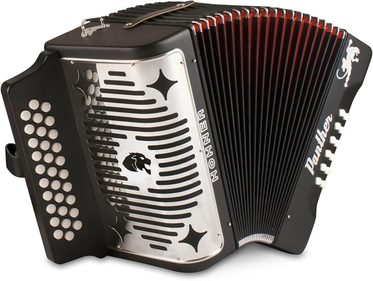 Hohner Panther Diatonic Accordion - Keys F/Bb/Eb Bundle with Hohner Accordion Road Kit and Austin Bazaar Polishing Cloth