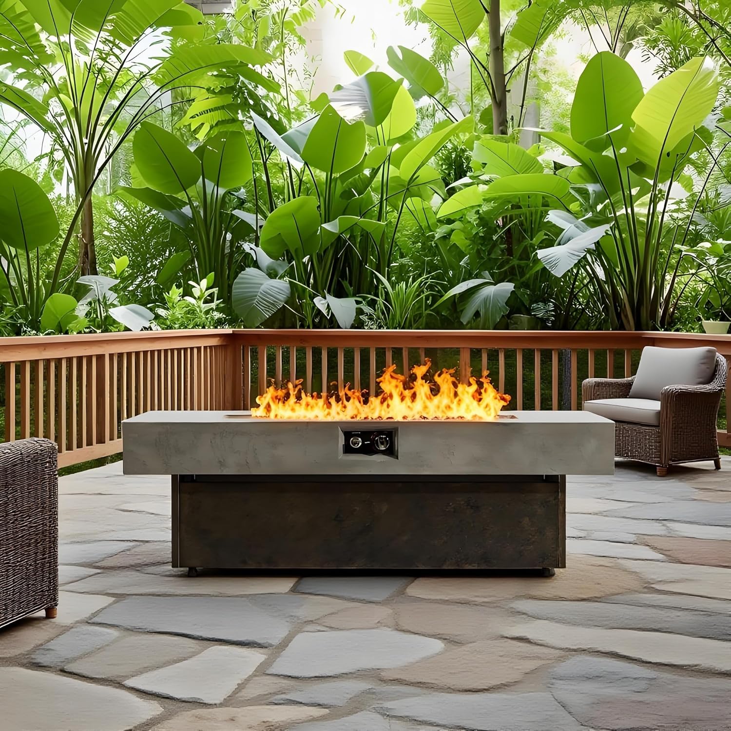 Tabletop Propane Fire Pits, 50,000 BTU Outdoor Firepit Table, Suitable for Outdoor, Patio, Balcony, Three Height Options