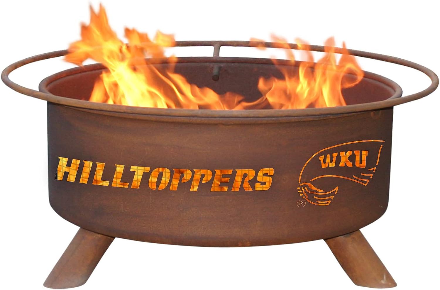 Patina Products F484 Western Kentucky University Steel Outdoor Fire Pit - 24 x 24 x 11 in. - Natural Rust Patina Finish