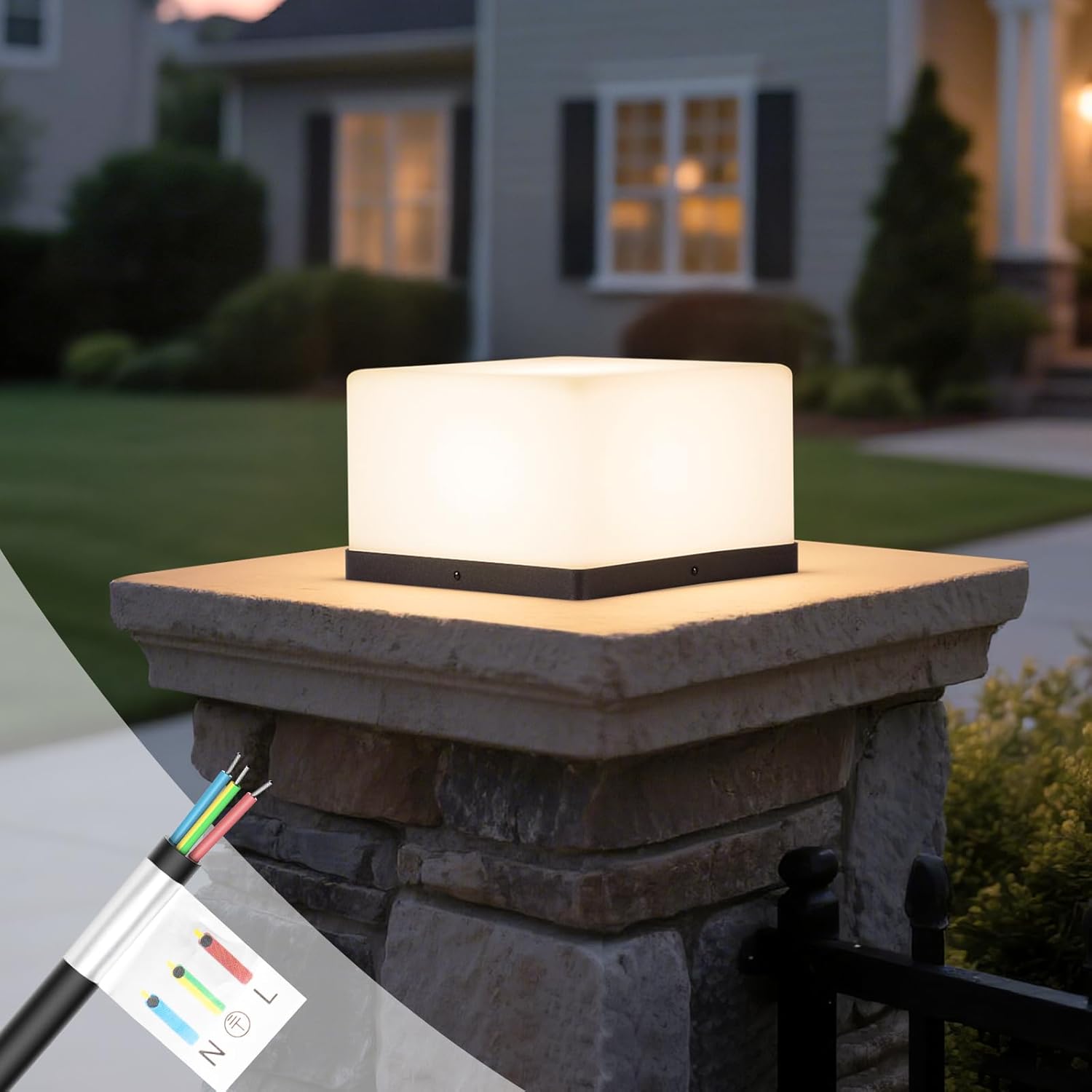 Modern Outdoor Post Lights Hard Wired, 9.84