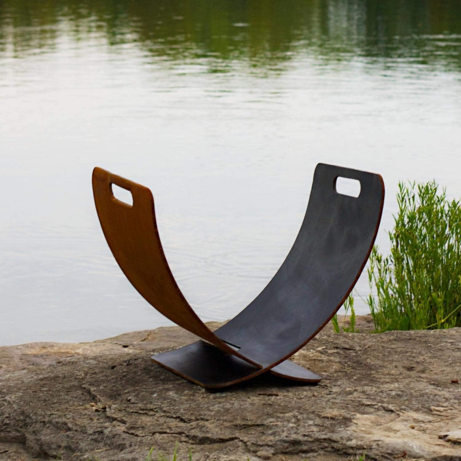 Wings in Flight Outdoor Log Rack - Stainless Steel | Fire Pit Art