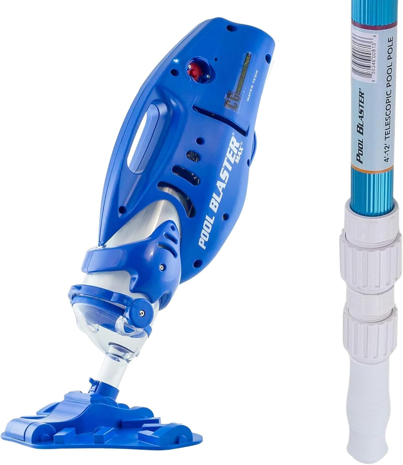 POOL BLASTER Max CG Cordless Pool Vacuum with Heavy Duty Power and 12ft Adjustable Telescopic Pole, Commercial Grade Handheld Rechargeable Cleaner for Inground and Above Ground Pools, Hoseless Design