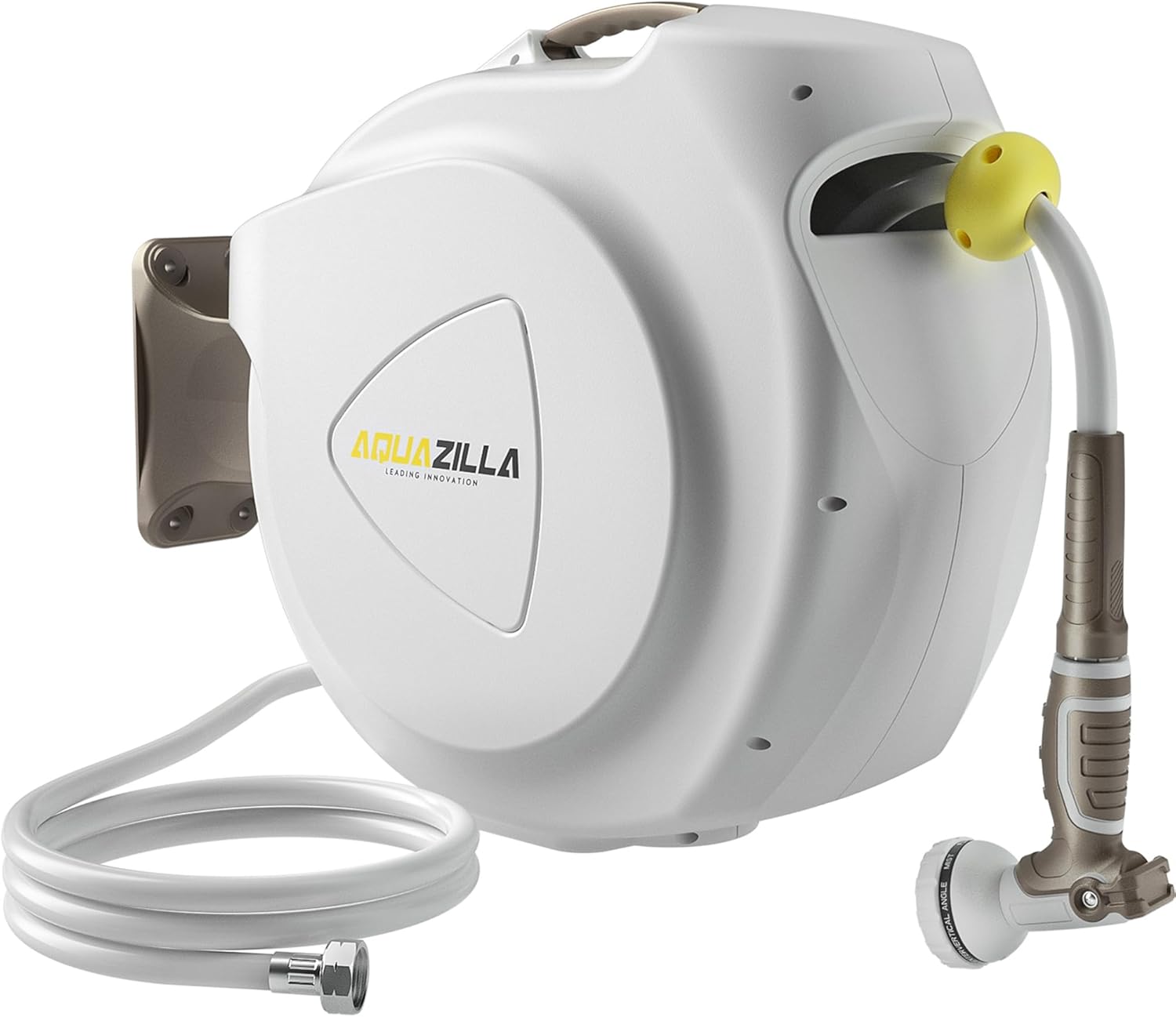 Retractable Garden Hose Reel, 1/2 in 75+6ft, Heavy Duty Wall Mounted Water Hose Reel, Spring power Automatic Rewind, Any Length Lock, 180° Swivel Bracket, 10 Pattern Spray Nozzle