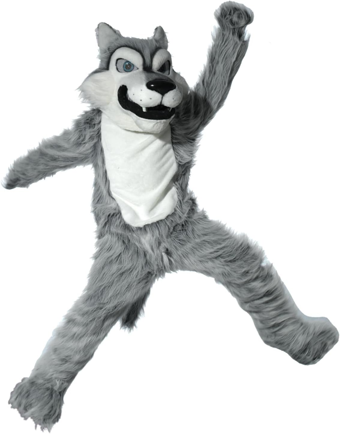 TCDesignerProducts Gray Wolf Mascot Costume - Quick Ship, School Spirit Sports Fan Gear, Football Cheerleader Accessories, Homecoming