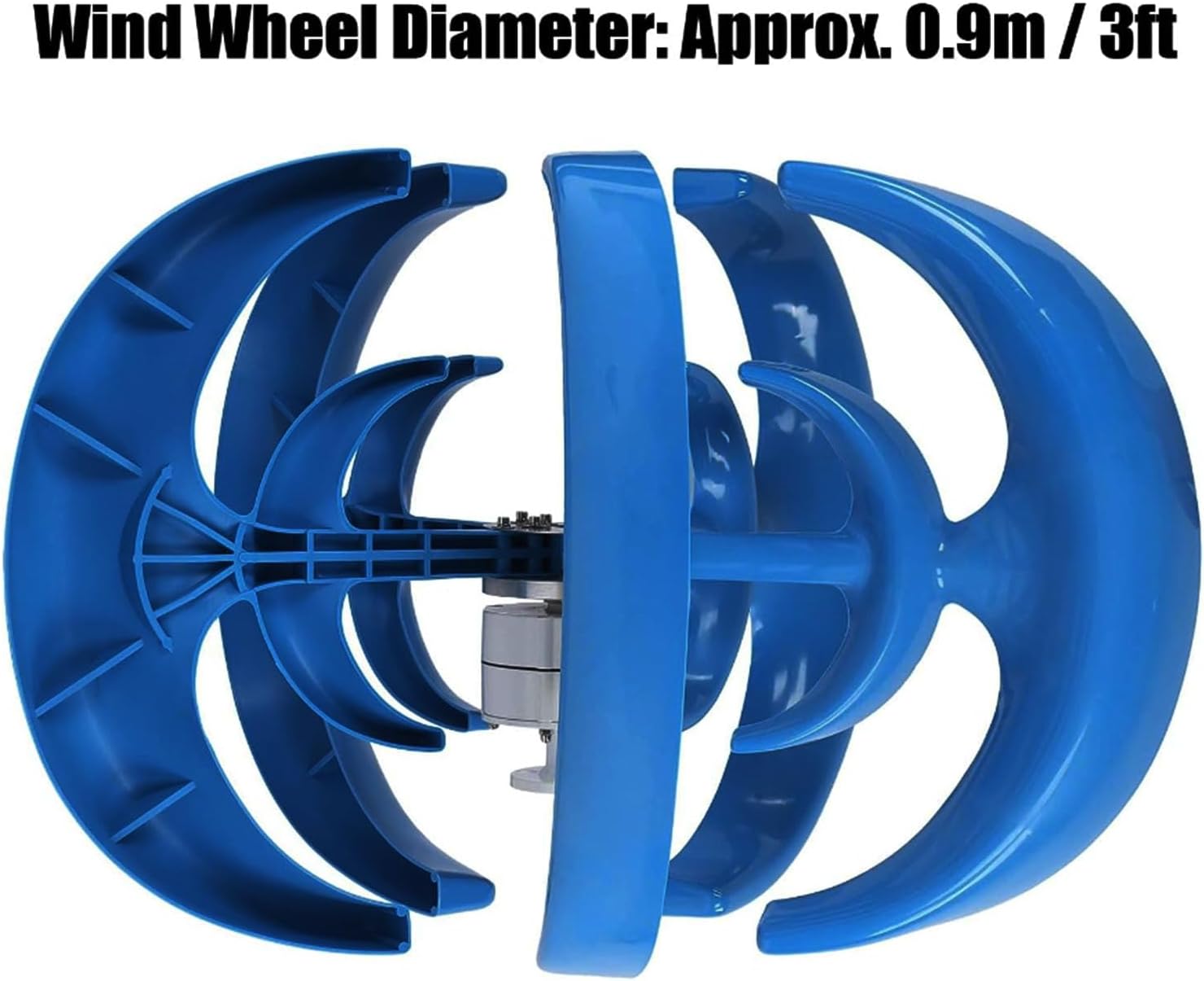 3000W 12V/24V 5-Blade Vertical axis Wind Turbine Generator with MPPT Controller, Three-Phase Permanent Magnet Motor kit, Blue Power Production Equipment for Home, 48V