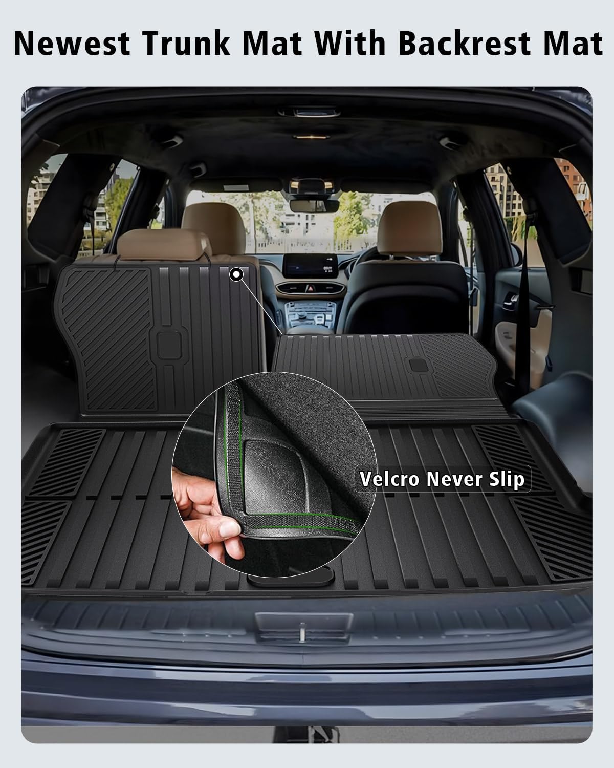 Floor Mats Custom for Hyundai Tucson 2022-2025 2026 Fuel (Not for Hybrid) Trunk Mat with Backrest Mat All Weather TPE Full Set Liners Cargo Protector & Door Sill Guards for Tucson Accessories, Black