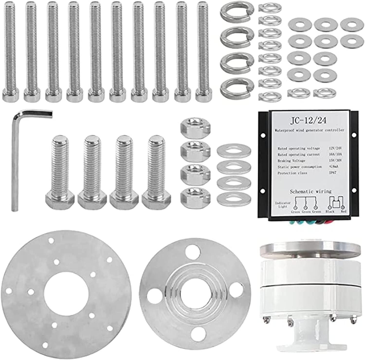CHRISK 3 Phase Vertical Axis 5000W Wind Turbine Kit Wind Turbine Kits Maglev Hybrid Wind Generator 5 Blades Auto Adjust Windward Direction,220v