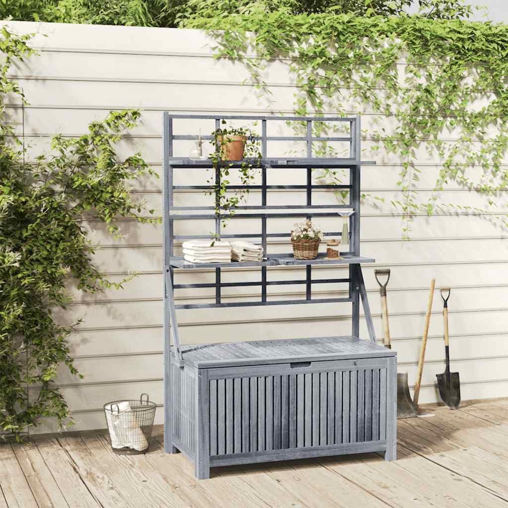 Storage Box, Cabinet Deck Box Outdoor Furniture Storage Containers for Patio Garden Backyard Pool with Trellis Gray 39