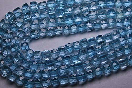 13 inch natural beads strand of 4-5mm faceted cube sky blue topaz gemstone beads for DIY jewelry - necklace, bracelet, earring, ring.