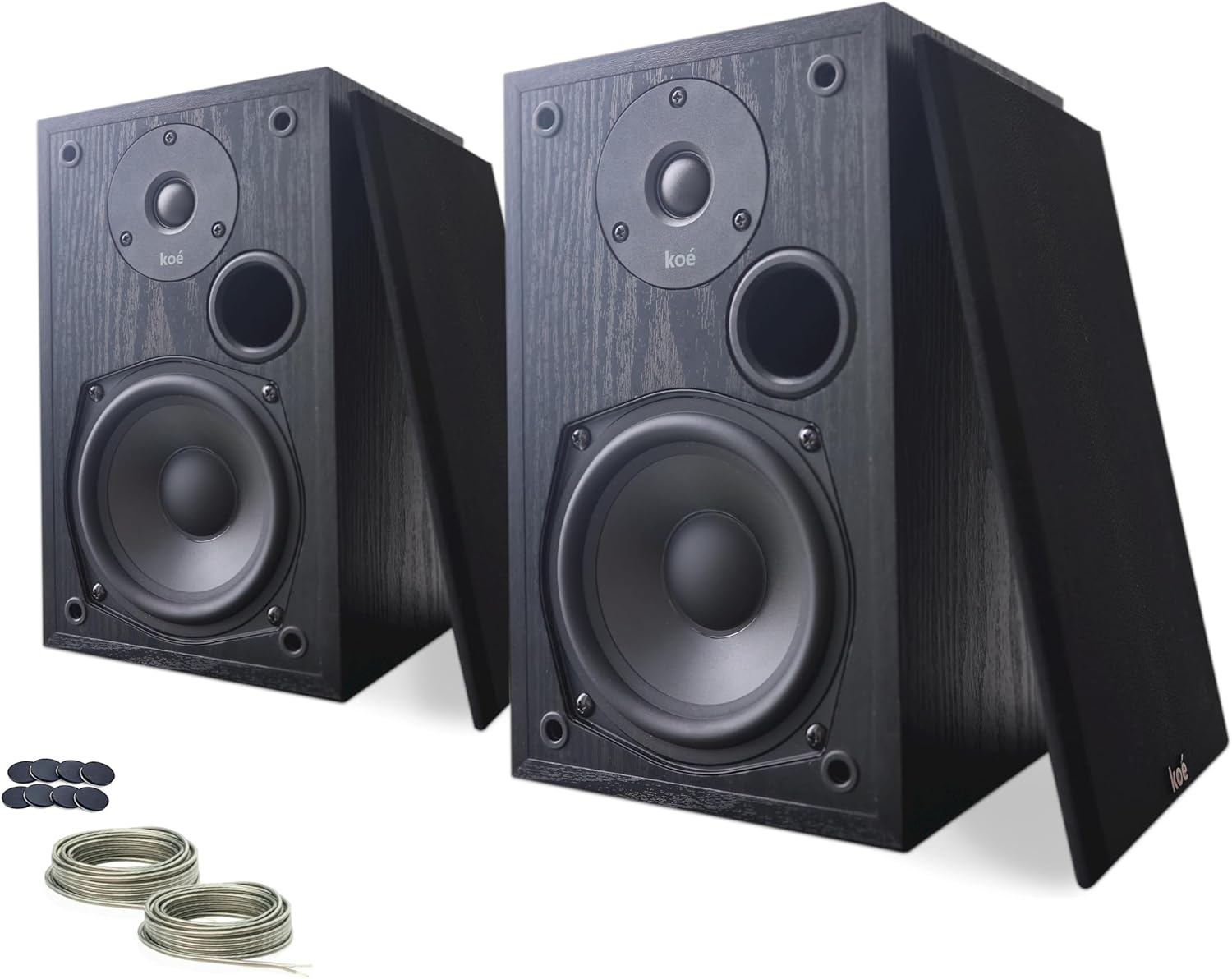 Audio Express Koe’ B102 – 100 Watt Home Theater, Passive Bookshelf Speakers (Pair) Hi-Res Audio, Excellent Response, HiFi, Satellites, Includes SPL/Freq Graph, Wall-Mountable, Black