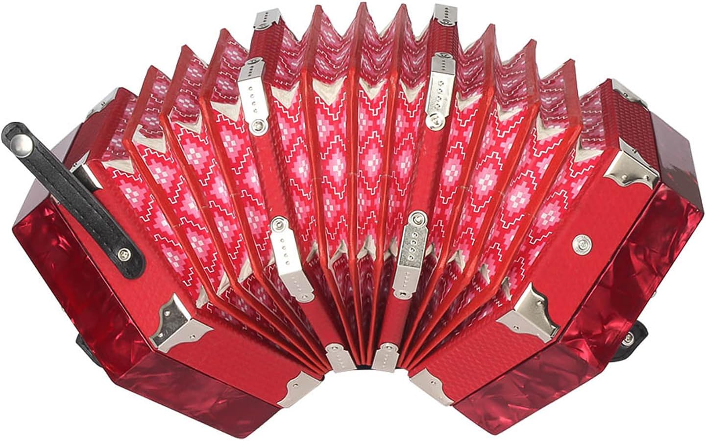 Tissting Concertina, 20 Keys Accordion For Adults, 20 Button 40 Reeds Anglo Style With Carrying Bag, Anglo Style Gc Tuned Accordion With Leather Strap And Carry Bag Red