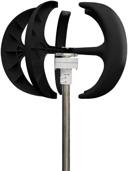 Wind Turbine, Vertical Wind Turbine Windmill 1000W 12v 24v Low Noise Wind Speed Start Rotation Free Energy with MPPT Charge Controller(Black,with MPPT Controller_24V)