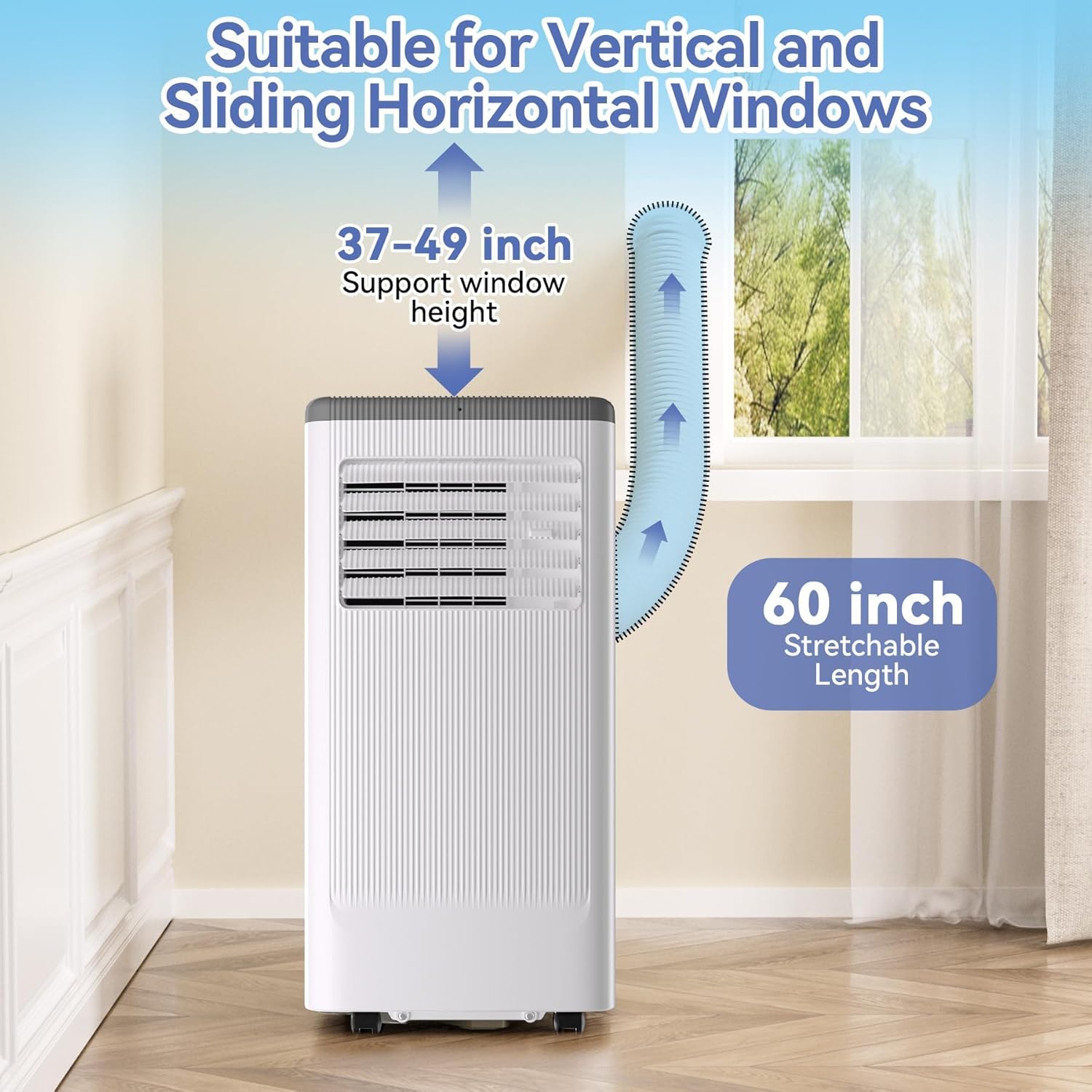 10000 BTU Portable Air Conditioner, Cools Up to 560 Sq. Ft., Portable AC Unit with Cooling, Dehumidifier and Fan Functions, Remote Control, LED Display, and Window Venting Kit Included
