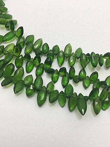 13 inch natural beads strand of 5-7mm faceted marquise chrome diopside gemstone beads for DIY jewelry - necklace, bracelet, earring, ring.