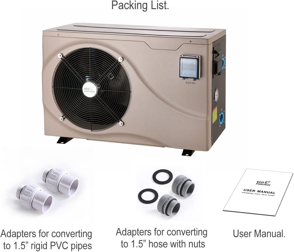 38000BTU Electric Swimming Pool Inverter Heat Pump, Up to 10000Gallons Pool Heater for Above Ground Inground Pool, Smart Control No Timer Need, Heating and Cooling Pool Heater 208-220V