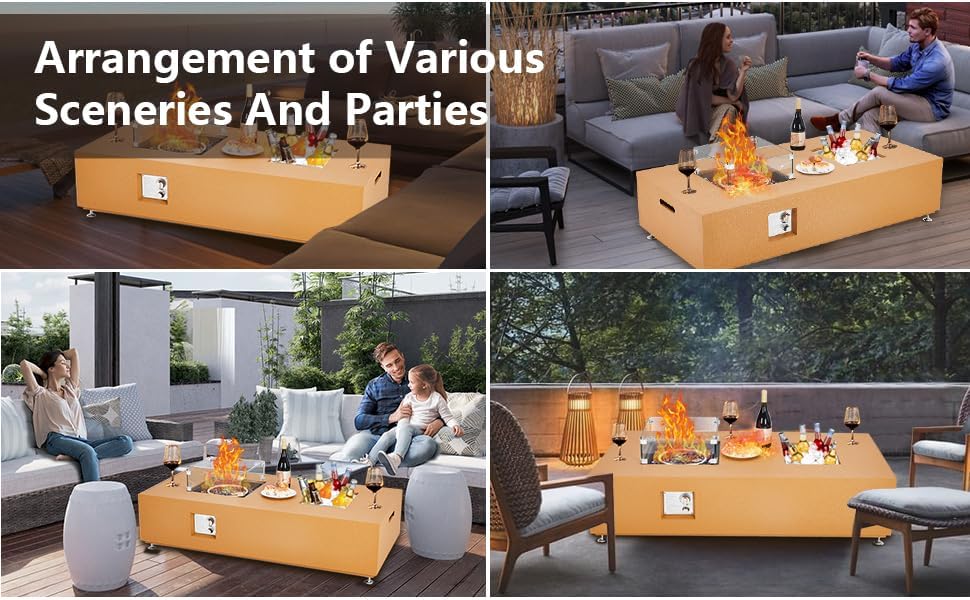 Outdoor Propane Fire Pit Table Rectangular, 56