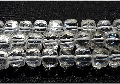13 inch natural beads strand of 6x6mm faceted box crystal quartz gemstone beads for DIY jewelry - necklace, bracelet, earring, ring.
