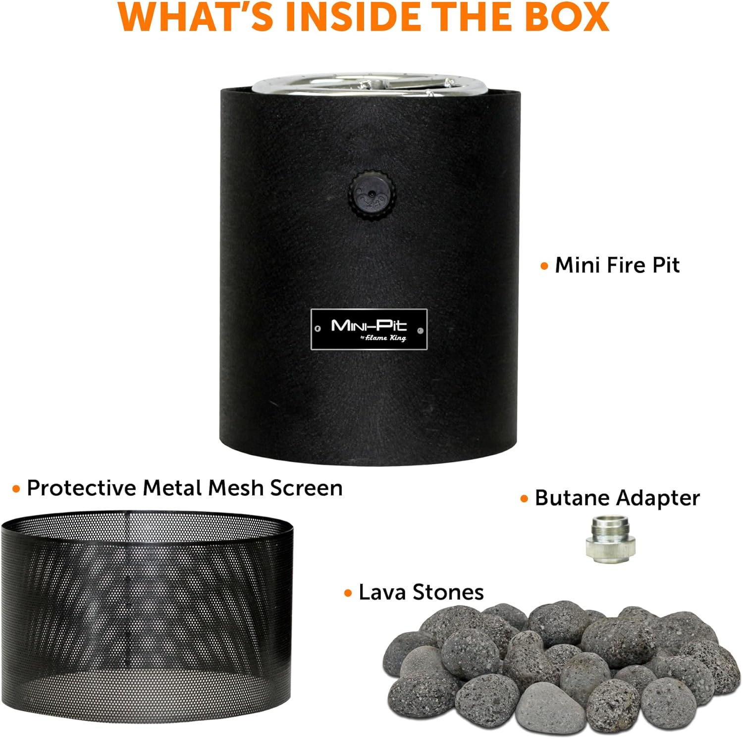 Bundle of Flame King Mini Tabletop Fire Pit, Dual Fuel Propane and Butane, Smokeless Odorless Flame + 4-Feet Propane Adapter Hose Connects 1LB Appliance to 20LB Propane Tank