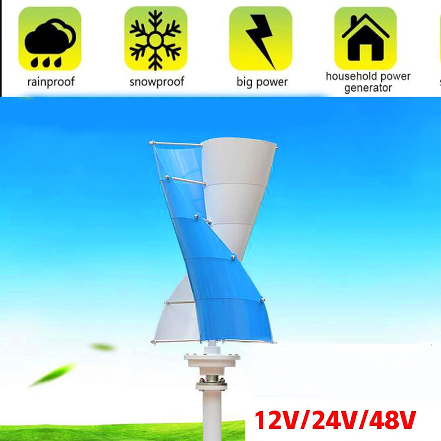 Wind Power Generator,12V 24V 48V with MPPT Controlle 8000W Vertical Wind Turbine Three-Phase AC Wind Turbine Generator Kit