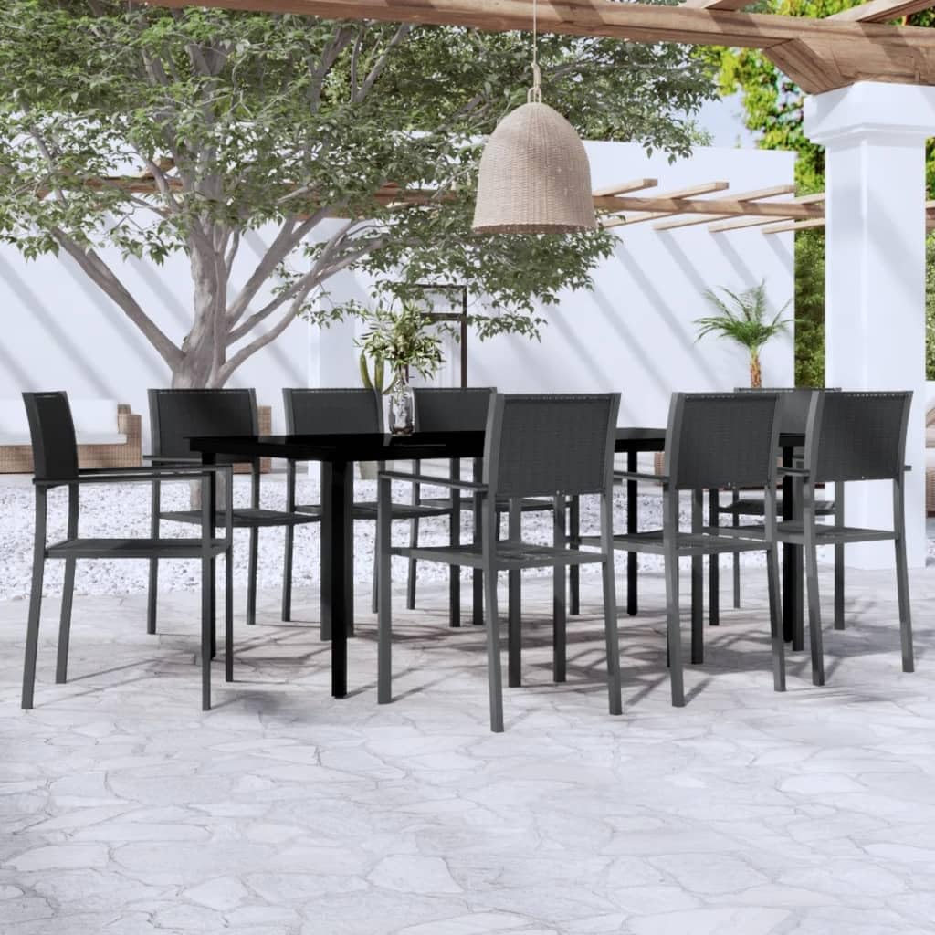 9 Piece Patio Dining Set Black Garden Furniture
