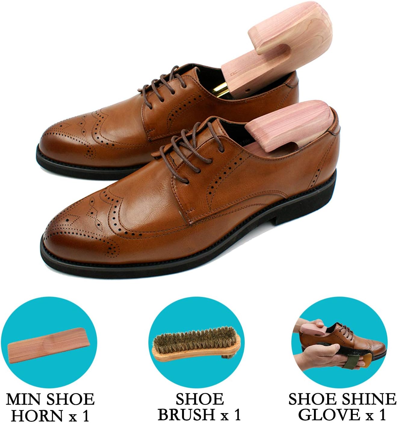 Cedar Shoe Trees with Single Tube, Wooden Shoe Tree for Men, 7–14 Size Cedar Accessories for Sneakers, Boots - 6 PKS