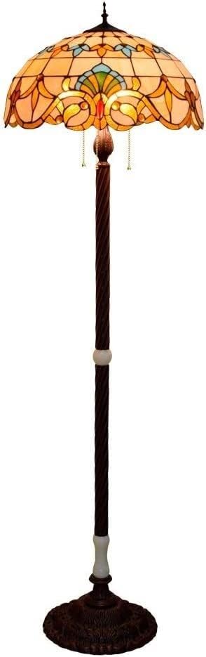 Tiffany-Style Floor Lamp Standlamp Tiffany-Style Floor Lamp 50Cm Large Floor Lamp Bar Baroque-Style American Tiffany-Style Stained Glass Jade Glass Standlamp Villa Lobby