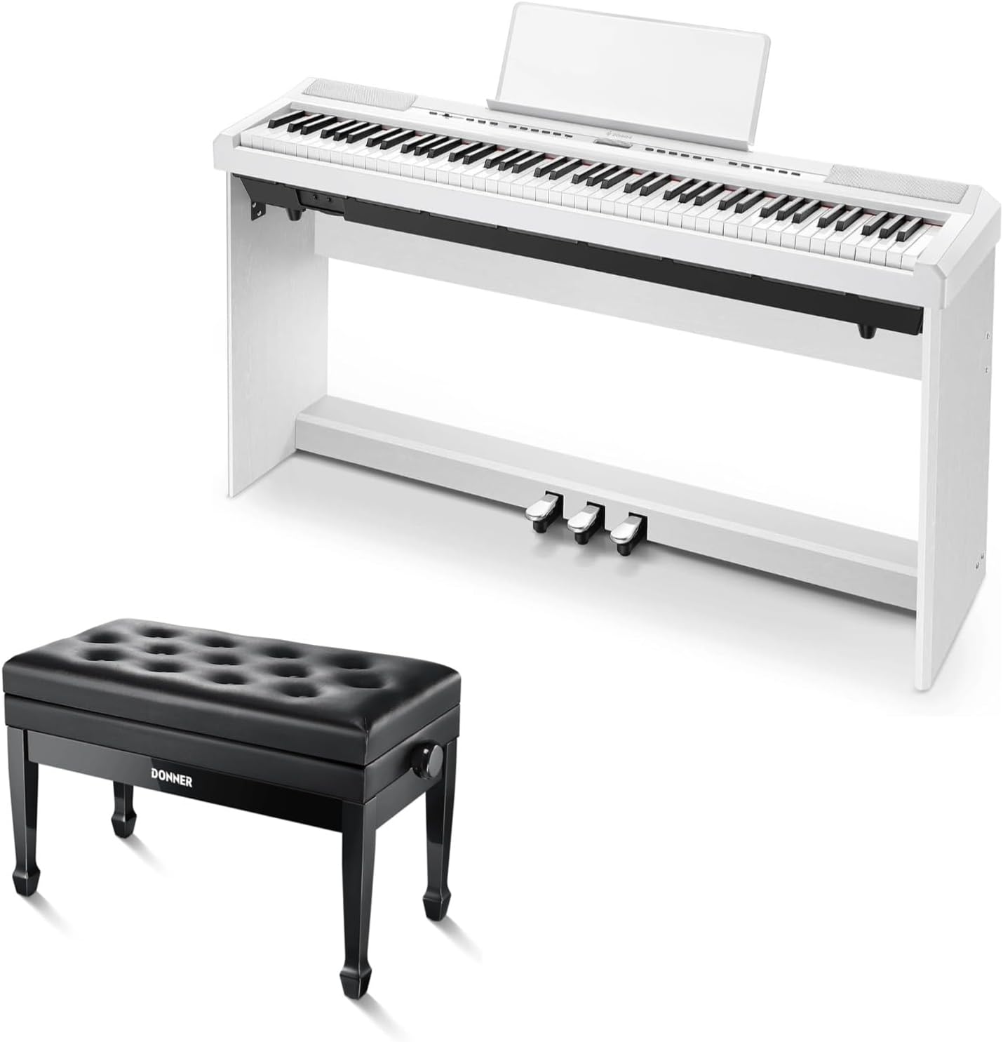 Donner DEP-20 Beginner Digital Piano+Donner Adjustable Duet Piano Bench with Storage