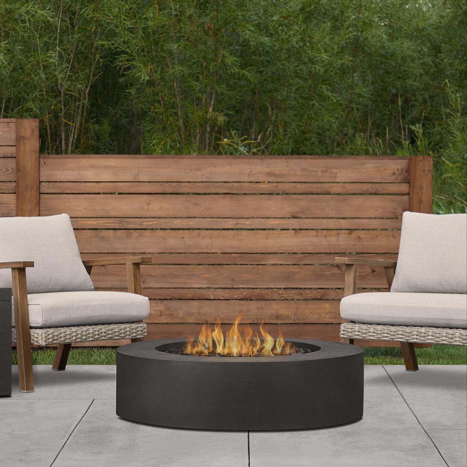 BBQGuys Signature La Valle 43-Inch Round Natural Gas Fire Table - Carbon (Ships as Propane w/Conversion Kit)