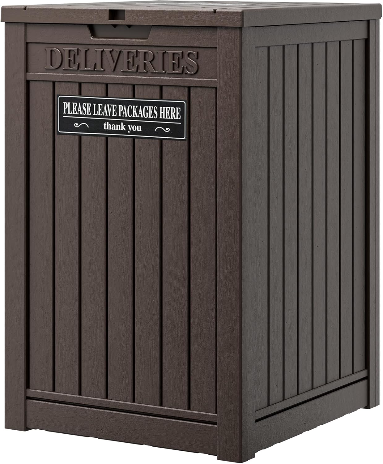 Package Delivery Box for Outside with Sticker, 48 Gallon Storage with Lockable Secure, Large Double Wall Resin Outdoor Package Delivery Waterproof Deck
