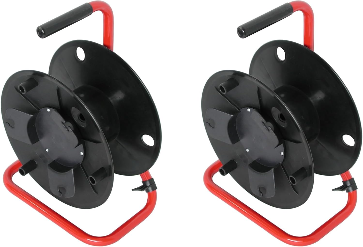 AUDIO 2000'S Two-Pack Portable Cable Reels, Each with 330 ft of 6mm Cable, Red and Black