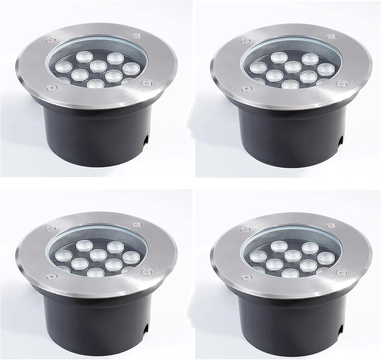 Outdoor Ground Light Recessed LED Underground Light IP66 Waterproof Embedded Round Buried Lights AC85-265V for Garden Path Deck Step Landscape Spotlights (White 24W)