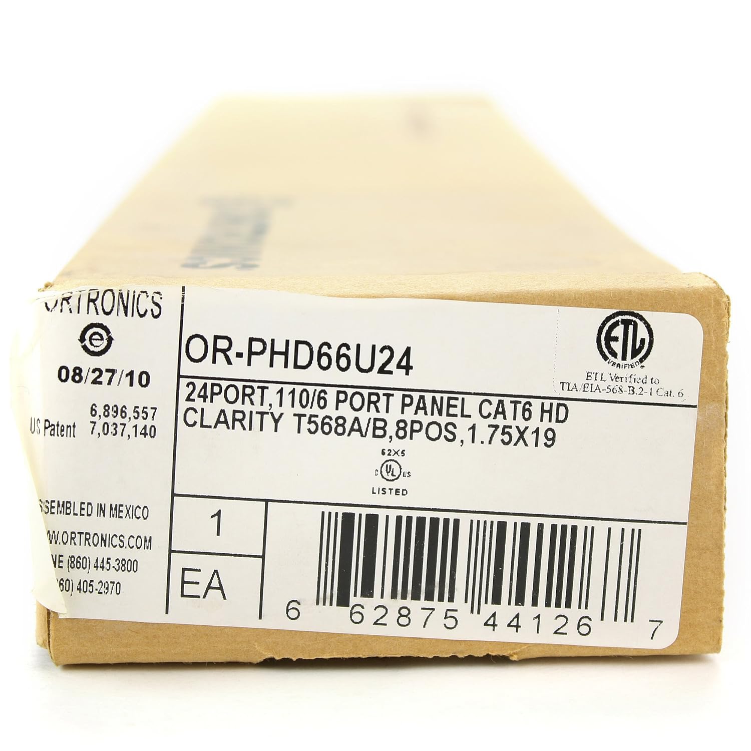 Ortronics OR-PHD66U24 Clarity 6 Patch Panel, Six-Port Modules, 24-Port